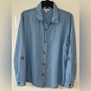 Como Vintage Womens Blue Button Down Shirt Size Large
